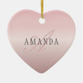 Elegant Blush Faux Roos Gold | Naam en monogram Keramisch Ornament (Voorkant)