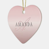 Elegant Blush Faux Roos Gold | Naam en monogram Keramisch Ornament (Links)