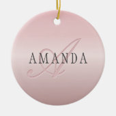 Elegant Blush Faux Roos Gold | Naam en monogram Keramisch Ornament (Voorkant)