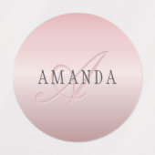 Elegant Blush Faux Roos Gold | Naam en monogram Labels (Design 2)