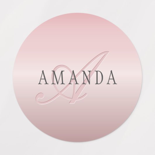 Elegant Blush Faux Roos Gold | Naam en monogram Labels (Design 1)