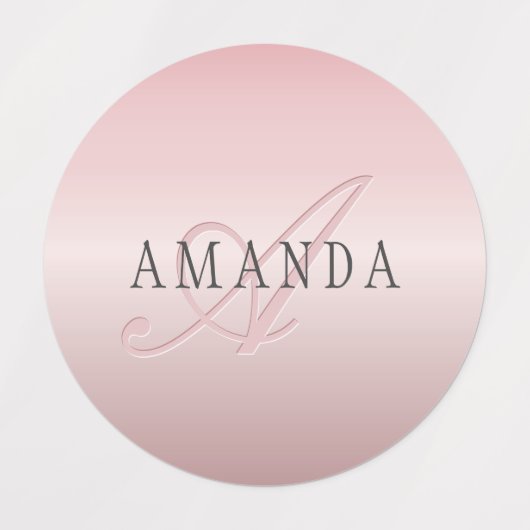 Elegant Blush Faux Roos Gold | Naam en monogram Labels (Design 4)