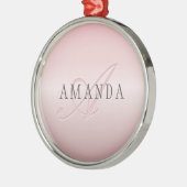 Elegant Blush Faux Roos Gold | Naam en monogram Metalen Ornament (Links)