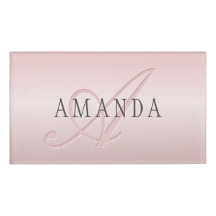 Elegant Blush Faux Roos Gold Naam en monogram Naambadge