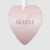 Elegant Blush Faux Roos Gold | Naam en monogram Ornament (voorkant)