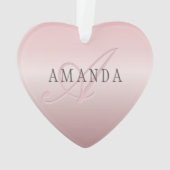 Elegant Blush Faux Roos Gold | Naam en monogram Ornament (achterkant)