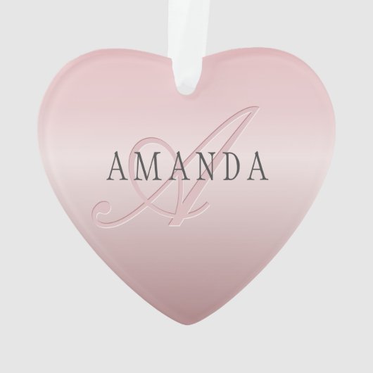 Elegant Blush Faux Roos Gold | Naam en monogram Ornament (achterkant)