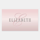 Elegant Blush Faux Roos Gold | Naam en monogram Rechthoekige Sticker (Voorkant)