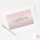 Elegant Blush Faux Roos Gold | Naam en monogram Rechthoekige Sticker (Envelop)