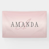 Elegant Blush Faux Roos Gold | Naam en monogram Spandoek (Horizontaal)