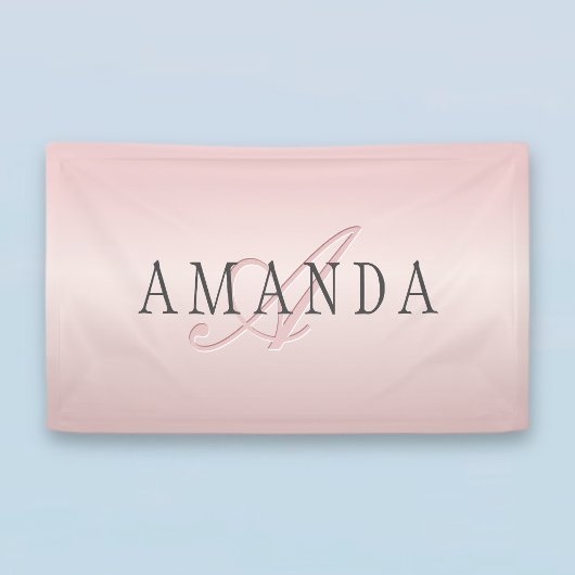 Elegant Blush Faux Roos Gold | Naam en monogram Spandoek