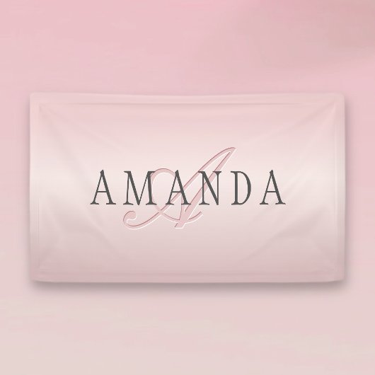 Elegant Blush Faux Roos Gold | Naam en monogram Spandoek