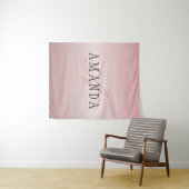 Elegant Blush Faux Roos Gold | Naam en monogram Wandkleed (In Situ (horizontaal))