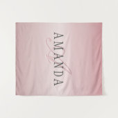 Elegant Blush Faux Roos Gold | Naam en monogram Wandkleed (Voorkant (horizontaal))
