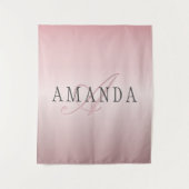 Elegant Blush Faux Roos Gold | Naam en monogram Wandkleed (Voorkant)