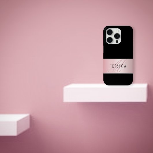 Elegant Blush Faux Roos Gold | Naam & Initiaal Case-Mate iPhone Case