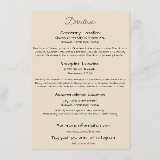 Elegant Blush Fern Leaf Swirl Koru - Directies Informatiekaartje (Achterkant)