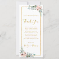 Elegant Blush Floral 4x9 Bedankt voor het ontvange