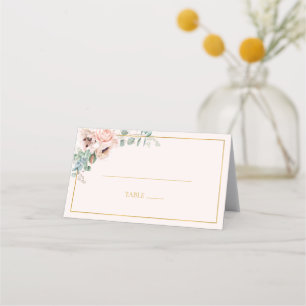 Elegant Blush Floral   Afgevouwen kaart Plaatskaartje