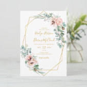 Elegant Blush Floral | Alles in één bruiloft Kaart (Staand voorkant)