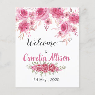 Elegant Blush Floral Baby shower Welkom Flyer