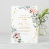 Elegant Blush Floral | Bachelorette Party Kaart (Staand voorkant)