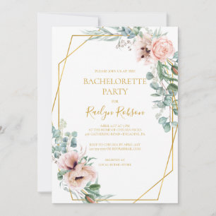 Elegant Blush Floral Bachelorette Party Kaart