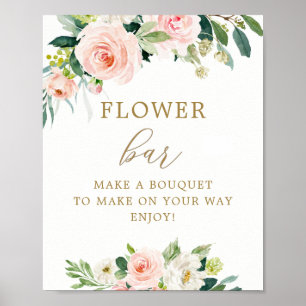 Elegant Blush Floral Bouquet Flower Bar Poster