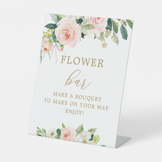 Elegant Blush Floral Bouquet Flower Bar Poster Reclamebord Met Voetstuk (Voorkant)