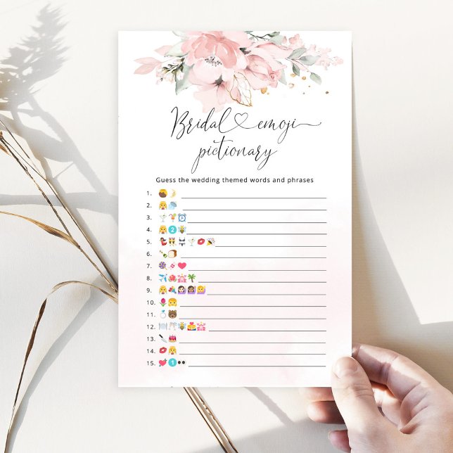 Elegant Blush floral bridal emoji pictionary game (Creator heeft geüpload)