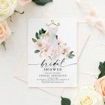 Elegant Blush Floral Bridal Shower Invitation Kaar Kaart<br><div class="desc">Dit prachtige ontwerp is voorzien van een boeket van prachtige bloemen die rond een elegante trouwjurk en een modern script (bewerkbare kleur) lettertype zijn gewikkeld. Bekijk het gehele collectie voor meer overeenkomende objecten</div>