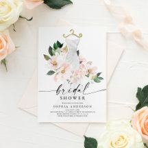 Elegant Blush Floral Bridal Shower Invitation Kaar