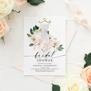 Elegant Blush Floral Bridal Shower Invitation Kaar Kaart