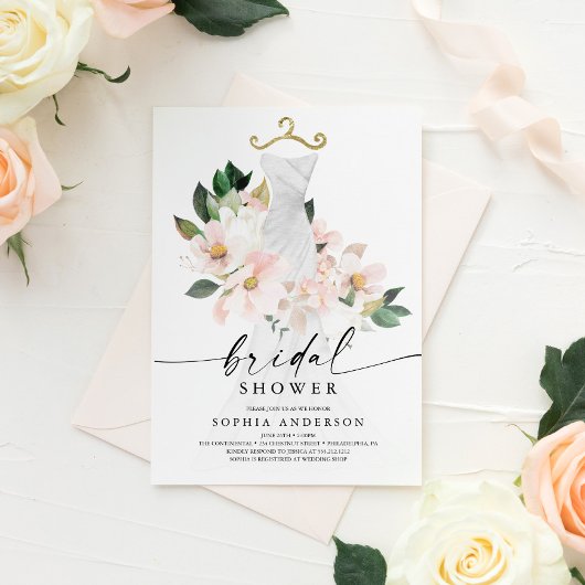 Elegant Blush Floral Bridal Shower Invitation Kaar Kaart