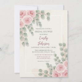 Elegant Blush Floral Bridal Shower Invitation Kaar Kaart