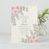 Elegant Blush Floral Bridal Shower Invitation Kaar Kaart (Staand voorkant)