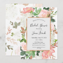 Elegant Blush Floral Bridal Shower Invitation