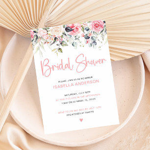 Elegant Blush Floral Bridal Shower Invitation Kaart