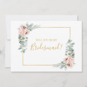 Elegant Blush Floral | Bridesmaid proposal card Kaart (Voorkant)
