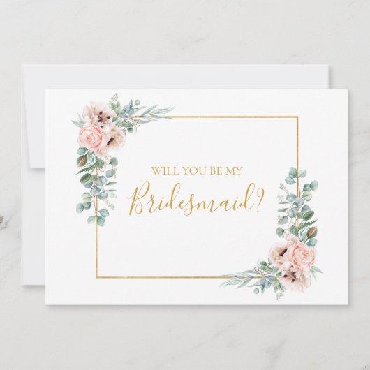 Elegant Blush Floral | Bridesmaid proposal card Kaart (Voorkant)