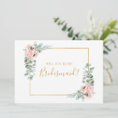 Elegant Blush Floral | Bridesmaid proposal card Kaart (Staand voorkant)