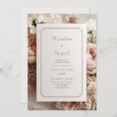 Elegant Blush Floral Bronze Ticket Frame Wedding Kaart (Voorkant / Achterkant)