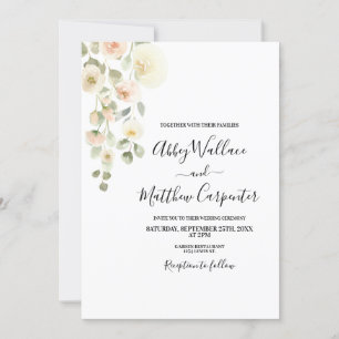 Elegant Blush Floral bruiloft uitnodiging