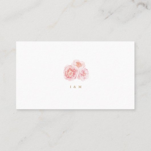 Elegant blush floral bruiloft Website Tussenkaart Plaatskaartje (Achterkant)