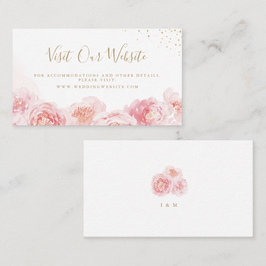 Elegant blush floral bruiloft Website Tussenkaart Plaatskaartje (Voorkant / Achterkant)