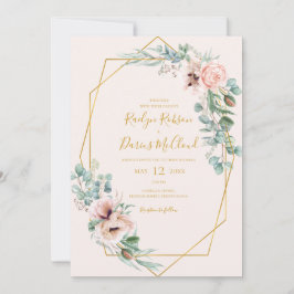 Elegant Blush Floral | Casual pasteelbruiloft Kaart