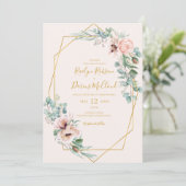Elegant Blush Floral | Casual pasteelbruiloft Kaart (Staand voorkant)