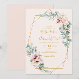 Elegant Blush Floral | Casual pasteelbruiloft Kaart