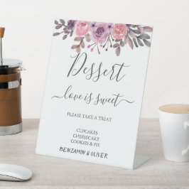 Elegant Blush Floral Dessert Bar Sign Reclamebord Met Voetstuk