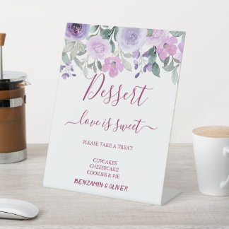 Elegant Blush Floral Dessert Bar Sign Reclamebord Met Voetstuk